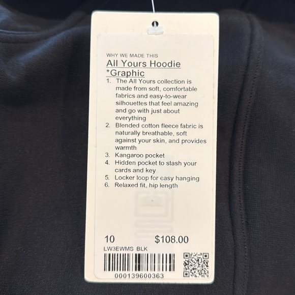 NWT Lululemon All Yours Graphic Logo Hoodie Size 10 Black Holographic - Picture 4 of 6